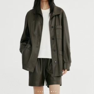 Leather shirt jacket