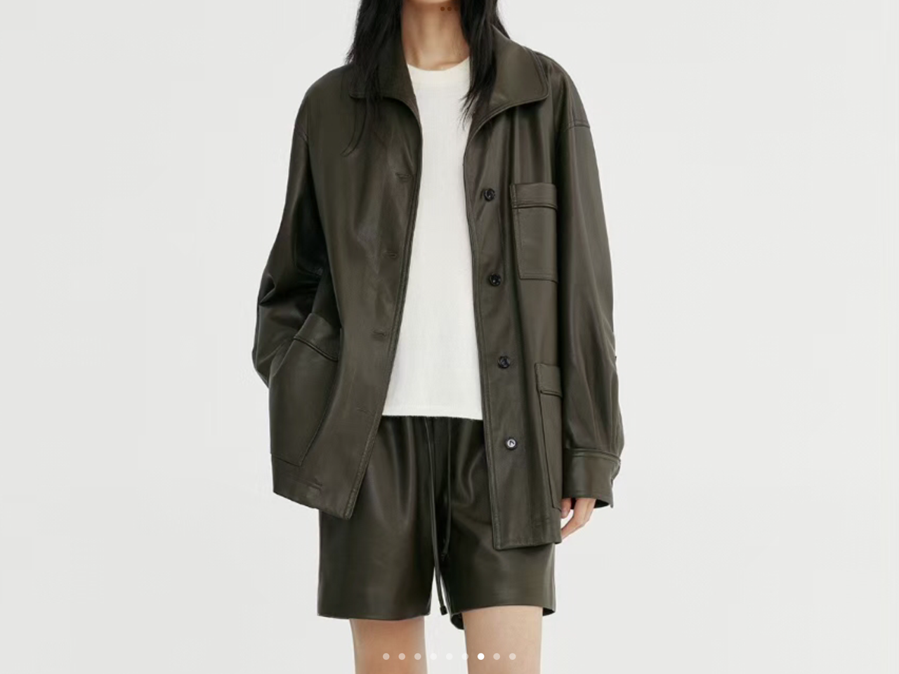 Leather shirt jacket