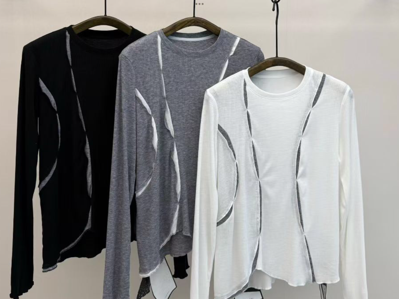 Deconstructed Ribbed Long Sleeve Shirt