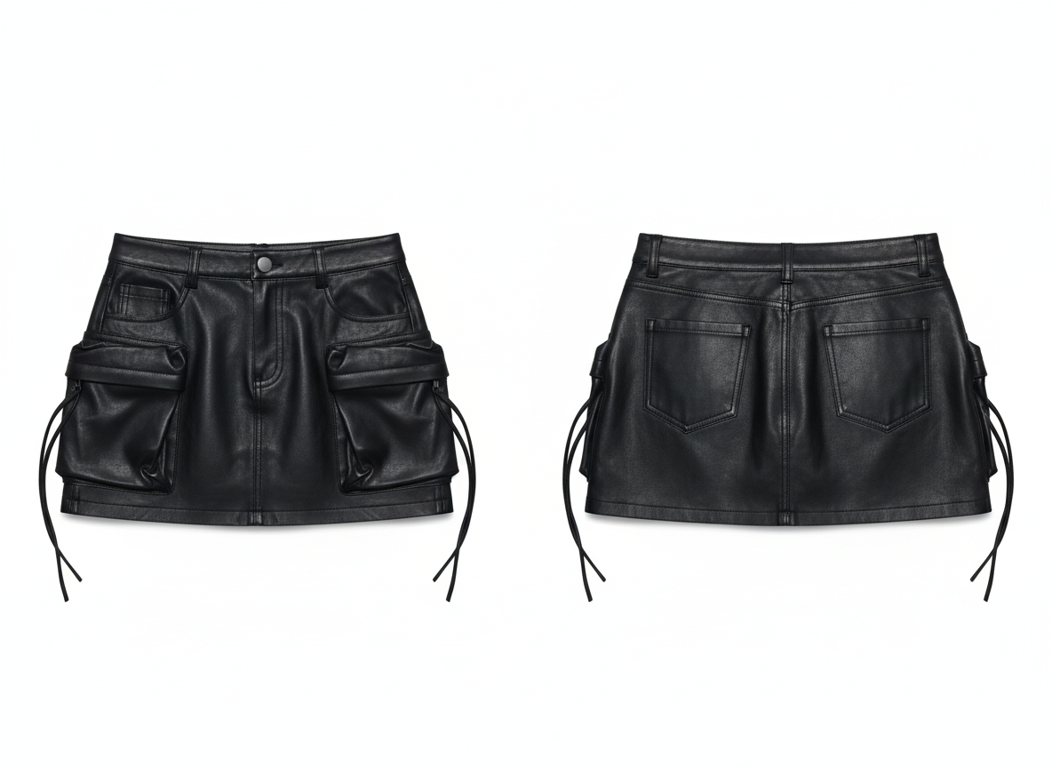 Faux Leather Cargo Mini Skirt - Image 2