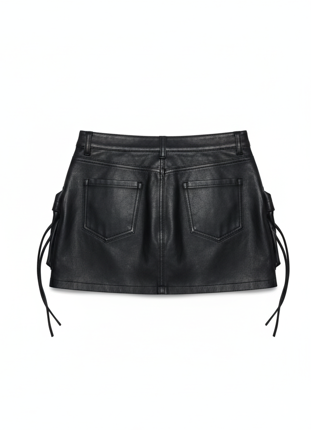 Faux Leather Cargo Mini Skirt - Image 3
